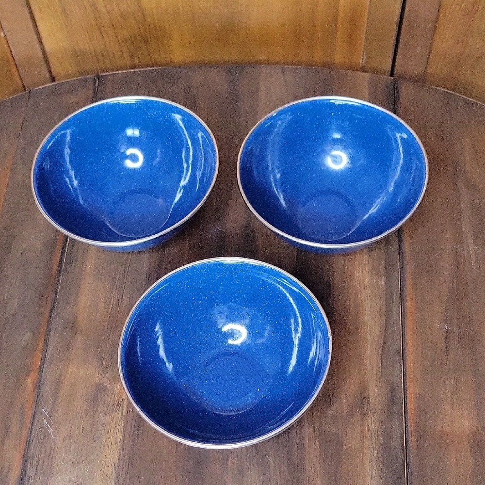 Blue Speckled Enamelware Bowls Set Of 3